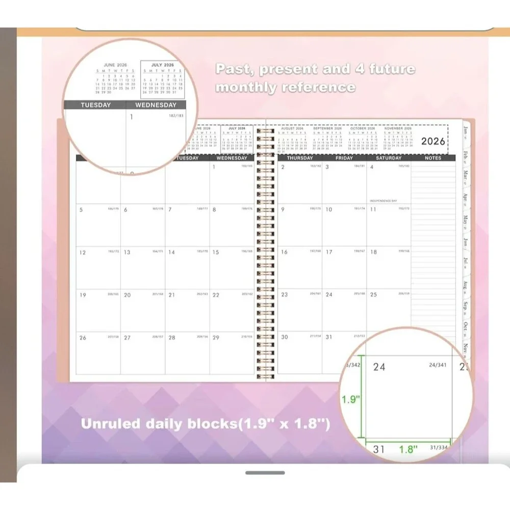 Monthly Planner 2026 8.5x11 W/Tabs New Pink